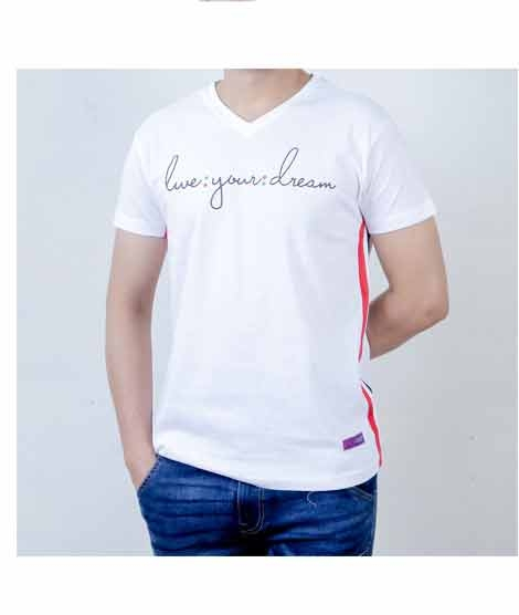 iShopping - Evenodd Printed T-shirt For Men White (0047)