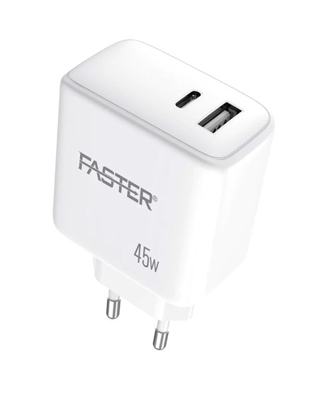 iShopping - Faster USB-C Super Fast Charging Wall Charger with PD Cable White (PD-45W)
