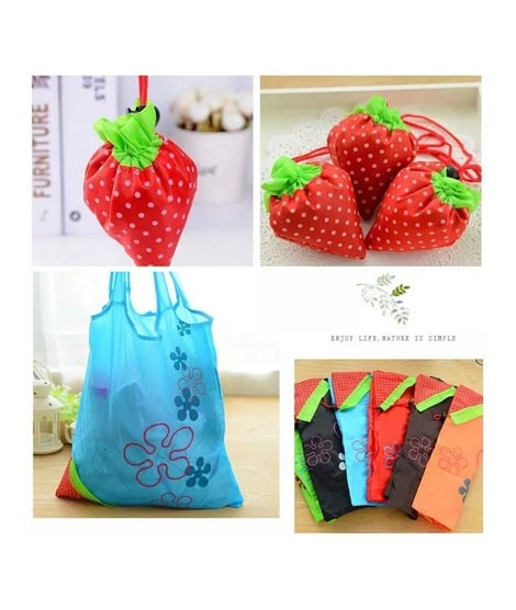 iShopping - Ferozi Traders Portable Folding Strawberry Bag (Pack Of 3)
