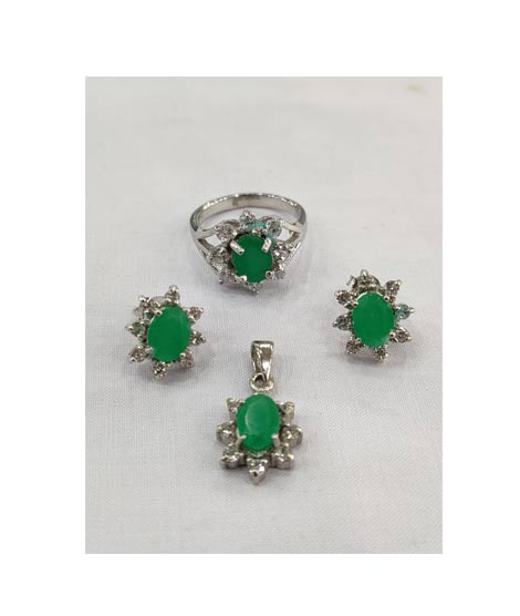 iShopping - Gilgit Bazaar Emerald Stone Silver Set (24)