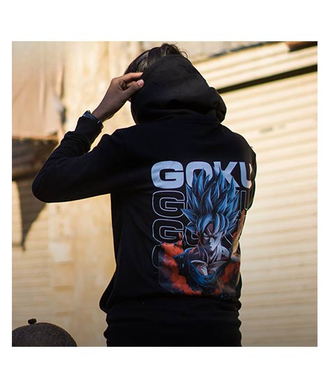 iShopping - Genteez Goku Digital Printed Pullover Hoodie For Men-Black-Medium