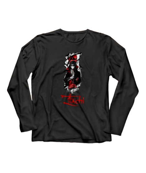 iShopping - Genteez Itachi Digital Printed Full Sleeves T Shirt For Men-Black-Large
