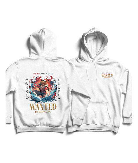 iShopping - Genteez Monkey D Luffy Digital Printed Pullover Hoodie For Men-White-Small