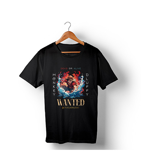 iShopping - Genteez Monkey D Luffy Digital Printed T Shirt For Men-Black-Medium