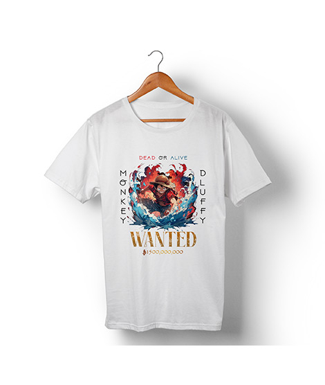 iShopping - Genteez Monkey D Luffy Digital Printed T Shirt For Men-White-Small