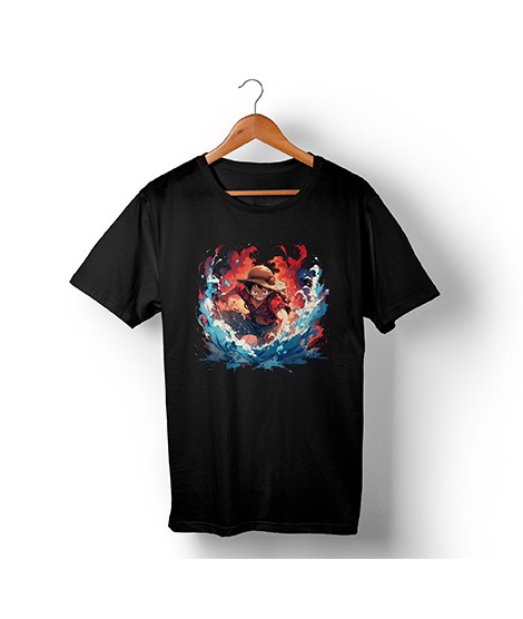 iShopping - Genteez New Luffy Digital Printed T Shirt For Men-Black-Medium