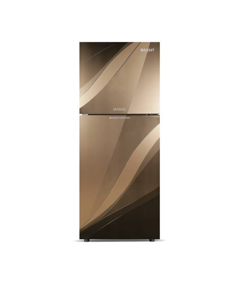 iShopping - Orient Marvel 470 Freezer-On-Top Glass Door Refrigerator 17 Cu Ft-Blaze Golden