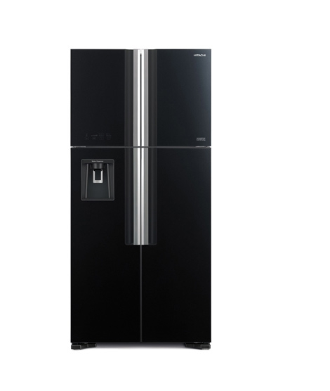 iShopping - Hitachi Big French Deluxe Refrigerator Glass Black 19 Cu ft (R-W690P7MSX)