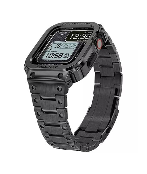 iShopping - Amband Stainless Steel Apple Watch Band & Case Comet Black (AMT-3042)