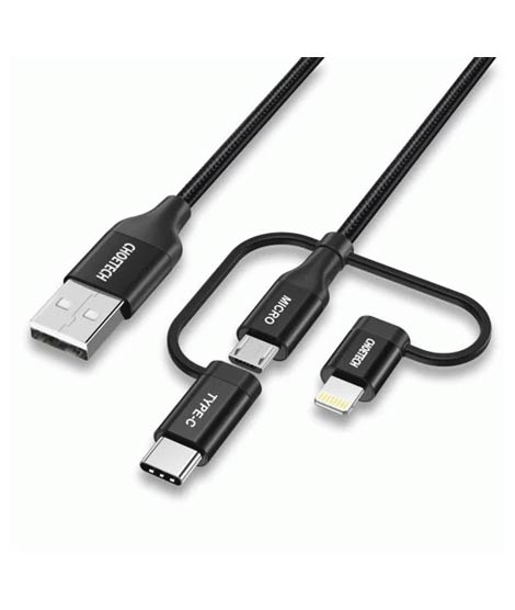 iShopping - Choetech 3 In 1 Multi USB Braided Cable Black