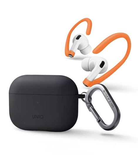 iShopping - Uniq Nexo Active Hybrid Silicone Case With Sports Ear Hooks For Airpod Pro 2nd Gen Grey