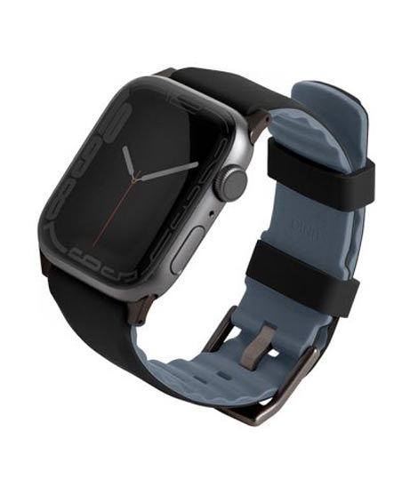 iShopping - Uniq Linus Airosoft Silicone Strap For Apple Watch Series 1-8 Midnight Black