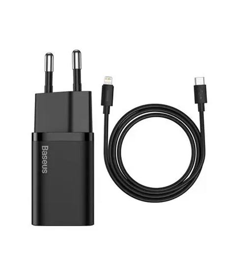 iShopping - Baseus Super Si 20W Quick Charger 1C Set With Iphone To Type-C PD Data Cable 1M