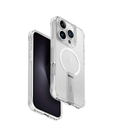 iShopping - Uniq Eleva Magclick Phone Case with Stand For iPhone 16 Pro - Clear