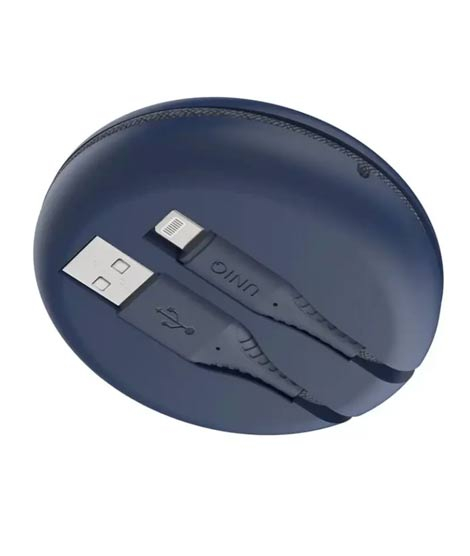 iShopping - Uniq Halo USB-A To Lightning Cable With Smart Cable Organiser - Marine Blue