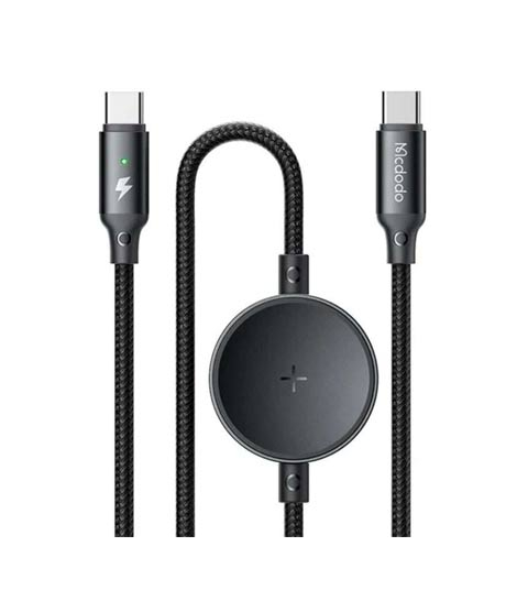 iShopping - Mcdodo 60W 2 in 1 Type-C tTo Type-C Charging Cable With Wireless Charger For Samsung Watch Black (CA-4170)