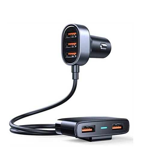 iShopping - Joyroom 5 USB Ports 31W Car Charger Adapter With 5FT Cable Black (JR-CL03)