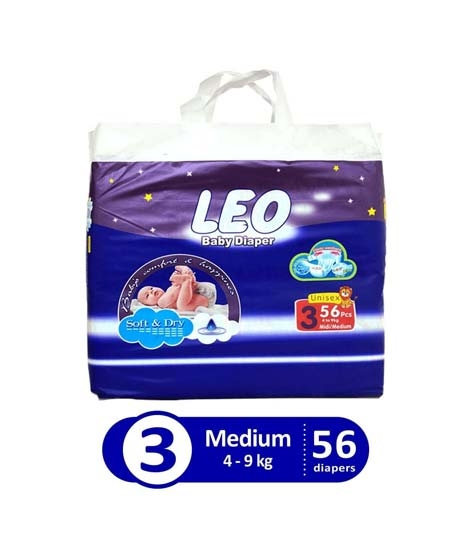 iShopping - Leo Blue Baby Diaper Medium 4-9 KG Pack Of 56