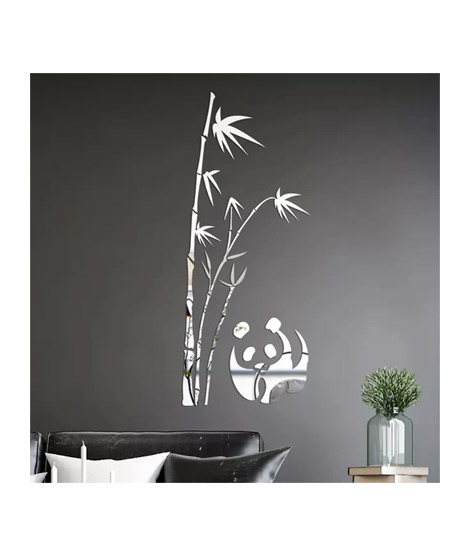 iShopping - LookNBuy 3D Mirror Panda Bamboo Acrylic Wall Stickers Art (0091)