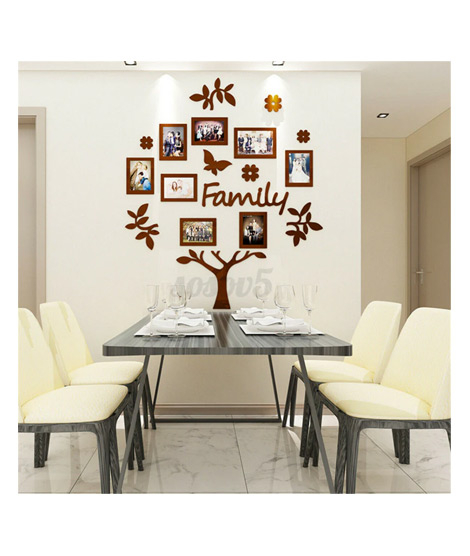 iShopping - LookNBuy Frame Set Family Tree With Butterfly Acrylic Wall Art (0037)-Brown