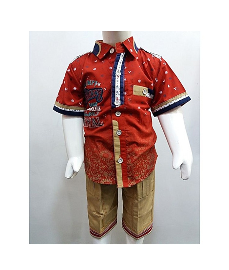 iShopping - Madina Fashion Cotton Shirt With Short For Boys Multicolor