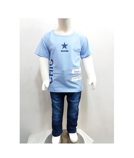 iShopping - Madina Fashion T-Shirt With Stretchable Narrow Pants Suit For Boys - Blue