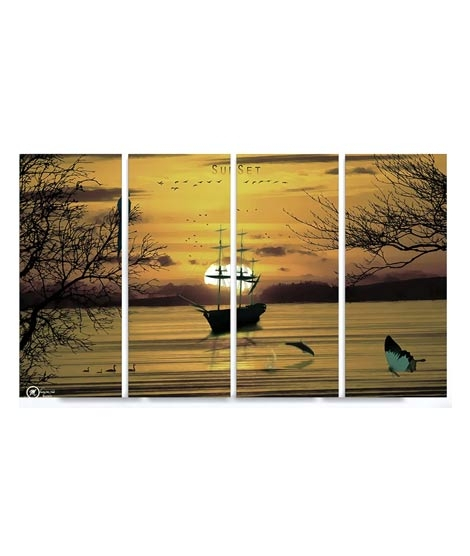 iShopping - Maguari Boat & Butterfly Canvas Small Wall Frame 4 Pcs (0714)