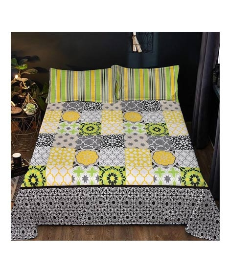 iShopping - Maguari Pattern Design Double Bed Sheet Green (0355)
