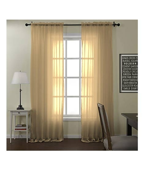 iShopping - Maguari Plain Net Curatin 2 Pcs Light Brown