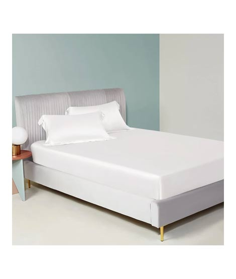 iShopping - Maguari Silk Fitted Single Bed Sheet With Pillow Covers White