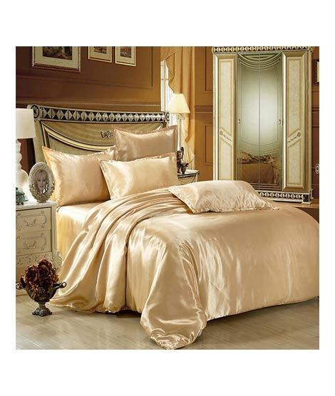 iShopping - Maguari Silk Satin Spread Double Bed Sheet Light Brown