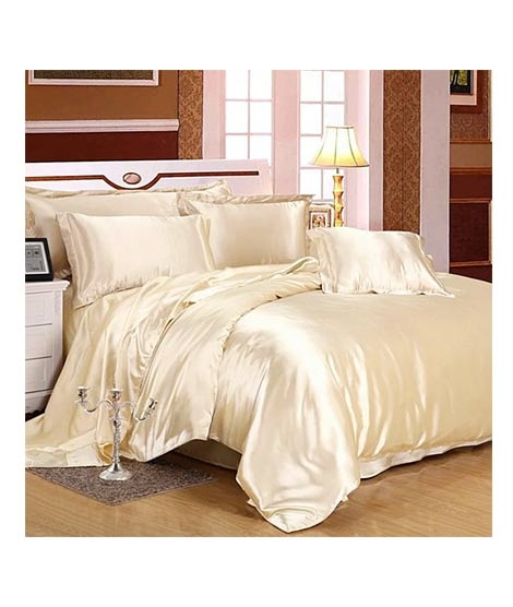 iShopping - Maguari Soft Silk Shine Comforter Bed Set Beige