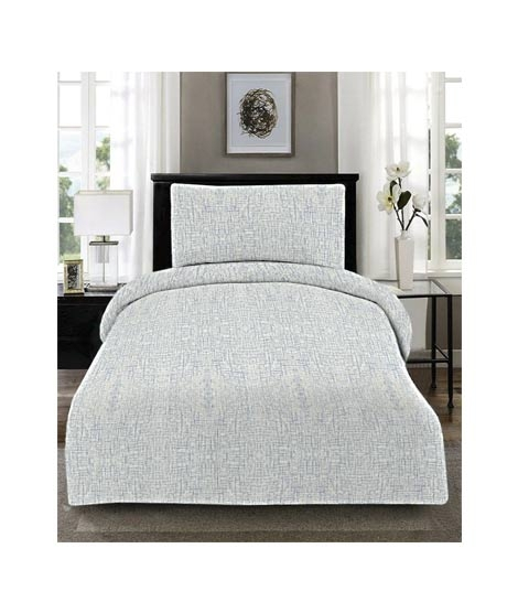 iShopping - Maguari Texture Single Bed Sheet White & Blue (0322)