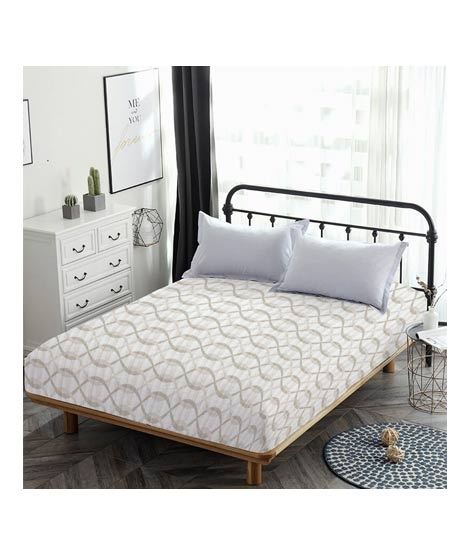 iShopping - Maguari Cotton Fitted King Bed Sheet Beige (0417)