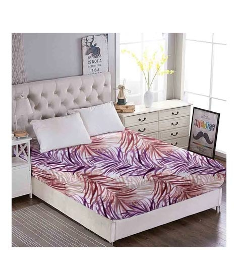 iShopping - Maguari Palm Leafs Cotton Fitted King Bed Sheet (0426)