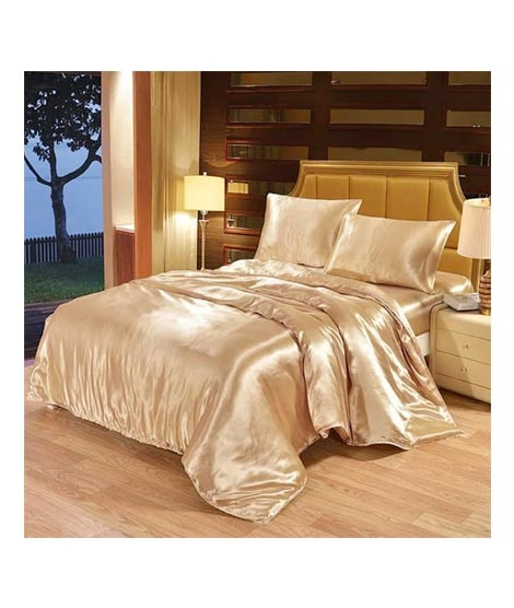 iShopping - Maguari Satin Soft Silk Shine Double Bed Sheet Light Brown (0313)
