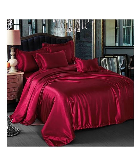 iShopping - Maguari Silk Satin Spread King Bed Sheet Maroon