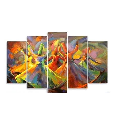 iShopping - Maguari Sufism Multi Colors Canvas Medium Wall Frame 5 Pcs (0683)