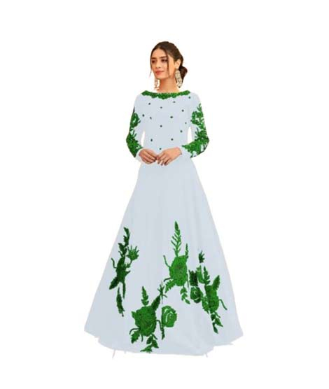 iShopping - Azhari Traders Embroidery Long Maxi With Trouser-White