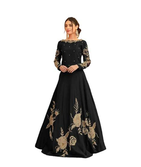 iShopping - Azhari Traders Embroidery Long Maxi With Trouser-Black