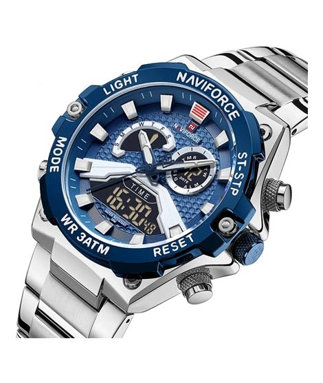 iShopping - Naviforce Fashion Digital Analog Men's Watch Silver (NF-9207-3)
