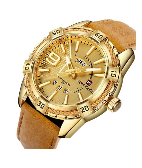 iShopping - NaviForce Day & Date Working Men’s Watch Golden (NF-9117-8)