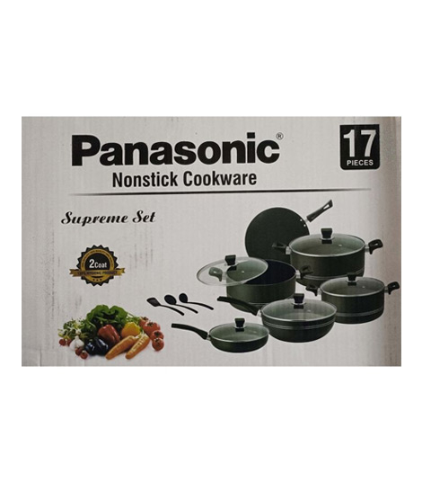 iShopping - Non Stick Cookware Set Black - 17 Pcs (0048)