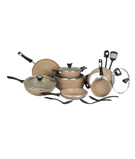 iShopping - Non Stick Double Marble Coated Cookware Set - 19 Pcs