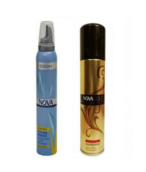 iShopping - Nova Ultra Hold Hair Styling Mousse 200ml & Natural Hold Hair Spray 200ml For Unisex Pack of 2