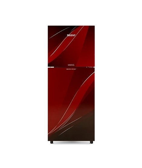 iShopping - Orient Marvel 380 Glass Door Freezer-on-Top Refrigerator 14 Cu Ft Red