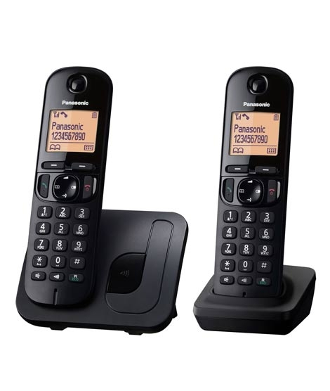iShopping - Panasonic 2.4GHz Digital Twin Cordless Phone Black (KX-TGB212)
