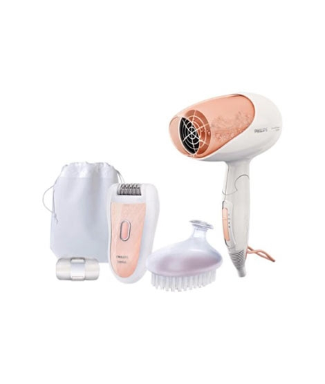 iShopping - Philips Satinelle Epilator Brush & Hair Dyer Beauty Care Pack (HP6542/00)