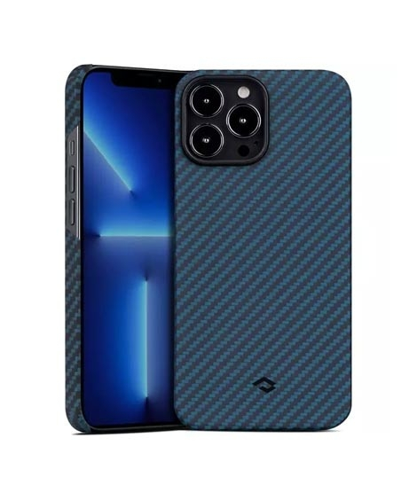 iShopping - Pitaka MagEZ Case 2 For iPhone 13 Pro Max - Black / Blue Twill