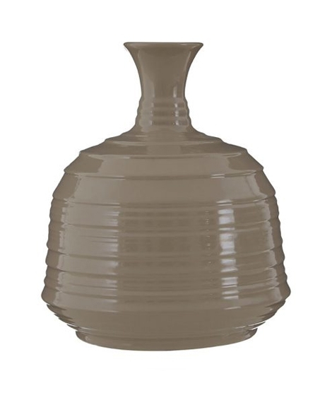iShopping - Premier Home Taupe Ribbed Ceramic Vase (1411247)